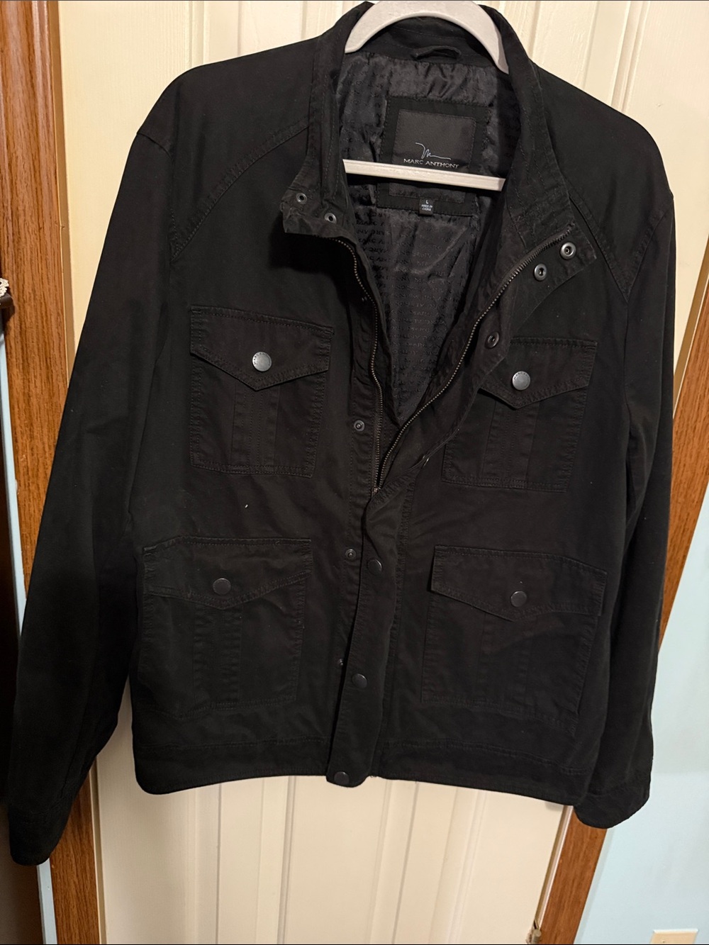 Marc Anthony Black Jacket with Subtle Logo Stitching